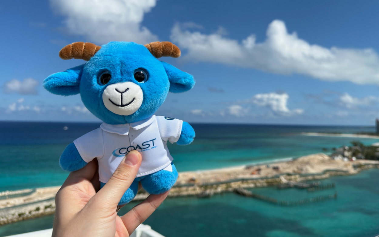 Coastie the Goat on vacation