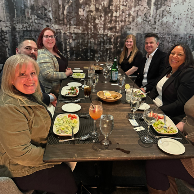 Team out for a fancy dinner